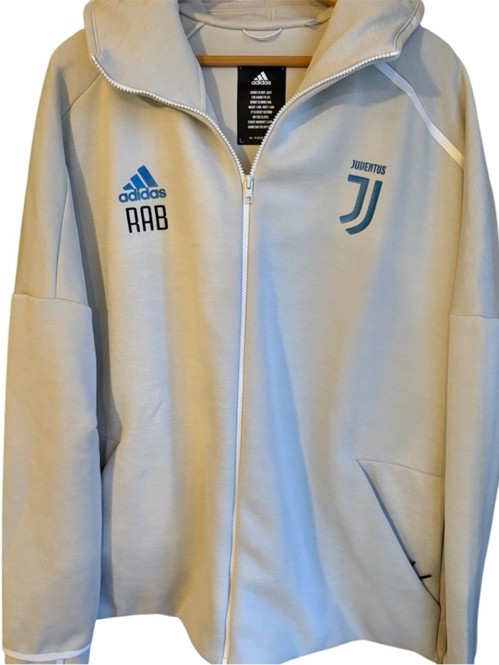 Adidas Juve Zne Hd 3.0 Juventus Sports Hooded Jacket White 2XL